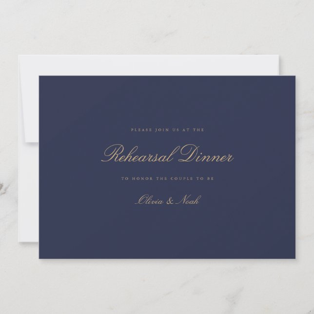 Elegante Script Gold & Navy Probe Dinner Card Dankeskarte (Vorderseite)