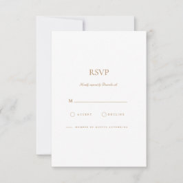 Elegante Script Gold & White RSVP Karte