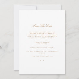 Elegante Script Gold & White Save the Date Card Ankündigung