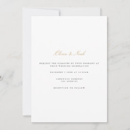 Elegante Script Gold White Wedding Einladungs-Kart Einladung