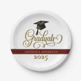Elegante Script Graduate Paper Plate Pappteller