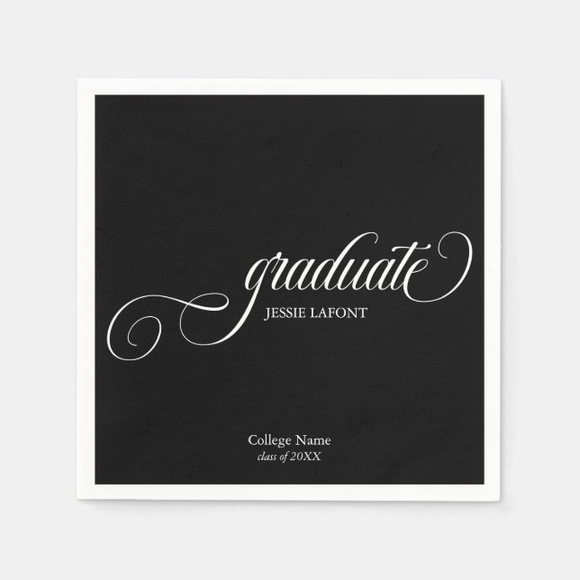Elegante Script Graduation Party Serviette (Vorderseite)
