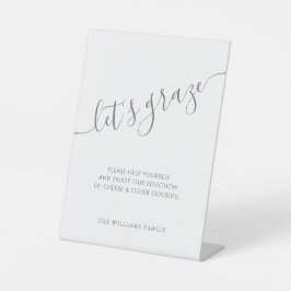 Elegante Script Gray Grazing Table Wedding Sockelschild