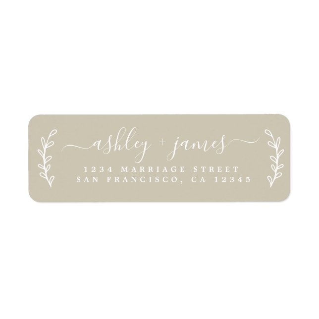 Elegante Script Gray Wedding Rücksendeadresse (Vorne)