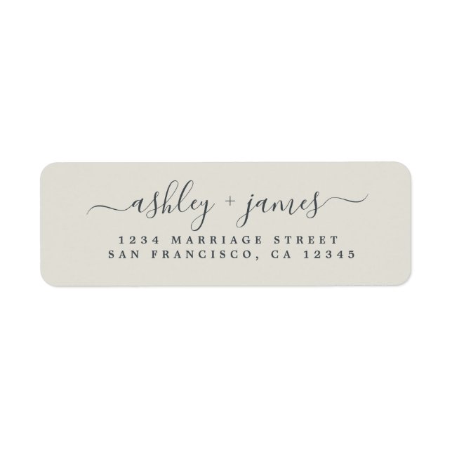 Elegante Script Gray Wedding Rücksendeadresse (Vorne)