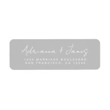 Elegante Script Gray Wedding Rücksendeadresse