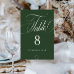 Elegante Script Green Wedding Tischnummer<br><div class="desc">Die elegante Script Green Wedding Tischnummer verfügt über ein großes,  feines Skript und ein elegantes Styling.</div>
