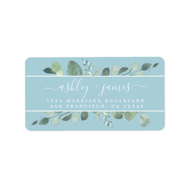 Elegante Script Greenery Wedding Rücksendeadresse Adressaufkleber (Vorne)