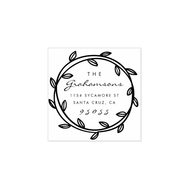 Elegante Script & Hand gezeichnet Wreath-Rücksende Gummistempel (Prägung)