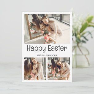 Elegante Script Happy Oaster Family Foto Collage Feiertagskarte