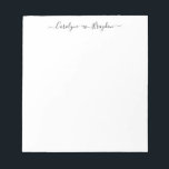 Elegante Script Heart Couple Name Wedding Newlywed Notizblock<br><div class="desc">Eleganter Name eines Script Heart Couple mit neuem Notepad</div>