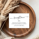 Elegante Script Heart Monogram Wedding Reception Begleitkarte<br><div class="desc">Elegantes handgeschriebenes Script Einfache Minimalistische Schwarz-Weiß-Rezeptionskarte. Mit dem Mongramm eines Paares,  dazwischen mit einem Herzmotiv der Liebe.</div>