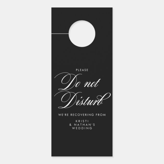 Elegante Script-Hochzeit stört nicht die Signatur Türanhänger (Vorderseite)