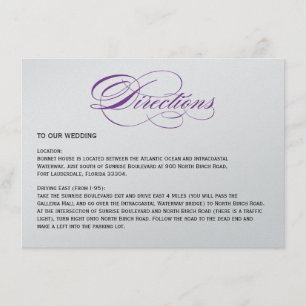 Elegante Script-Hochzeitrichtungen - Lila Begleitkarte