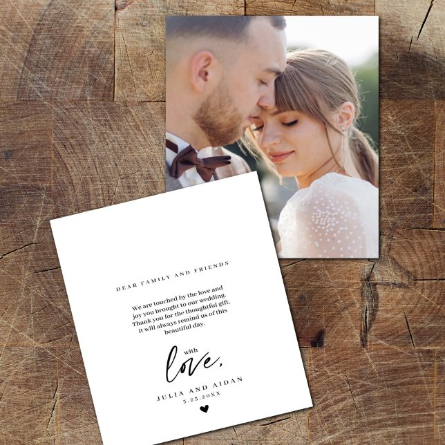 Elegante Script Hochzeitsnachricht für Fotos Dankeskarte (Von Creator hochgeladen)