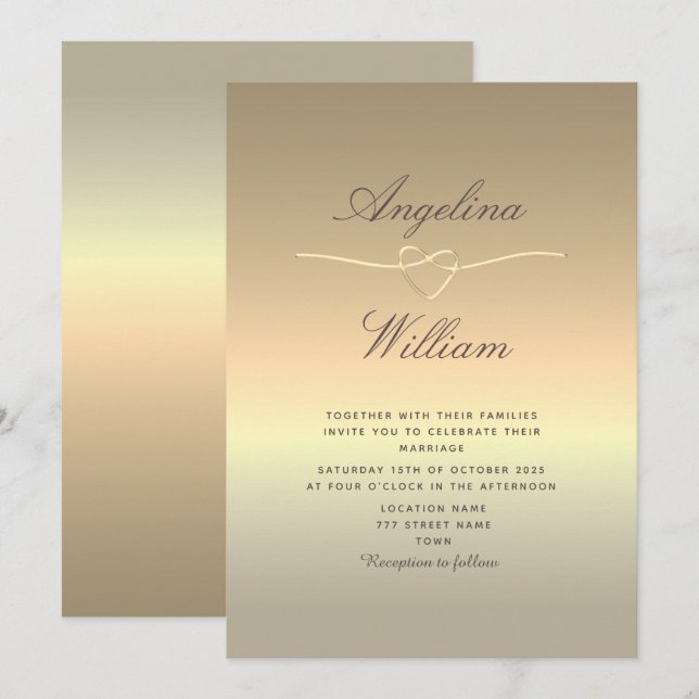 Elegante Script-Imitate - Einladung zur Hochzeit (Vorne/Hinten)