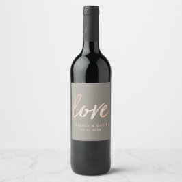 Elegante Script-Imitate Foil-Liebe Weinetikett