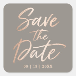 Elegante Script-Imitate Save the Date aufzeichnen Quadratischer Aufkleber