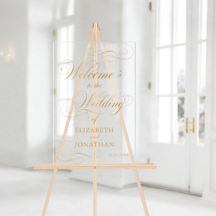 Elegante Script-Imitats Gold Wedding Willkommen Acrylschild
