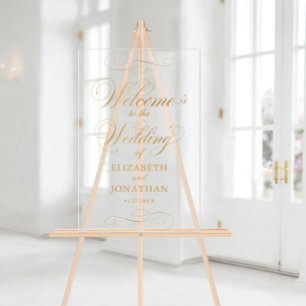 Elegante Script-Imitats Gold Wedding Willkommen Acrylschild
