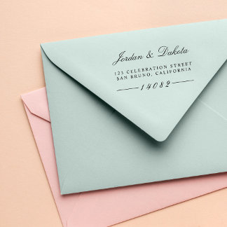 Elegante Script-Individuelle Name Hochzeit-Rücksen Gummistempel