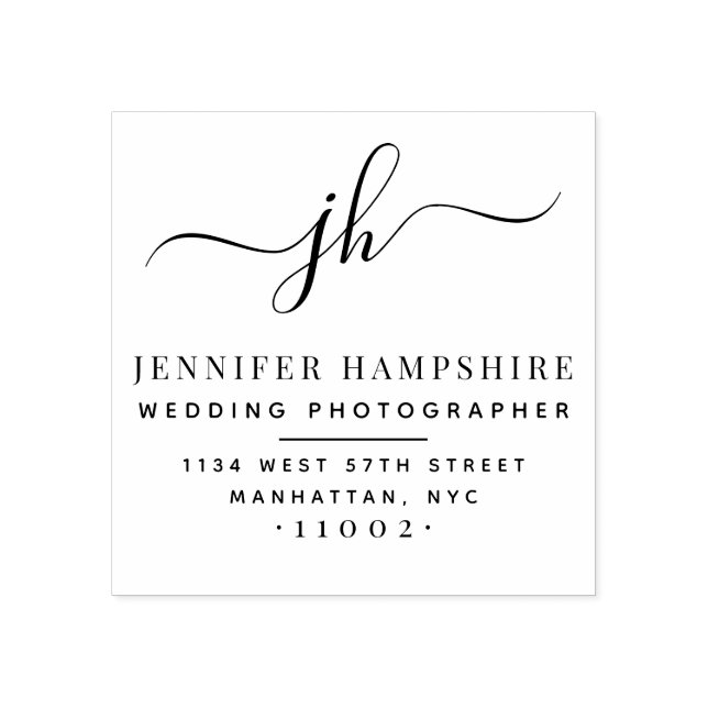 Elegante Script Initials Business-Rücksendeadresse Gummistempel (Prägung)