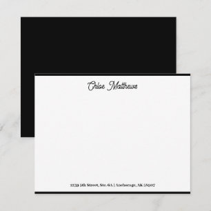 Elegante Script Jet Black Stationery Border Mitteilungskarte