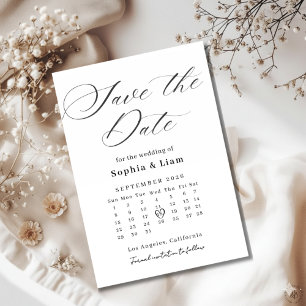 Elegante Script-Kalender-Save-the-Date-Karte Einladung