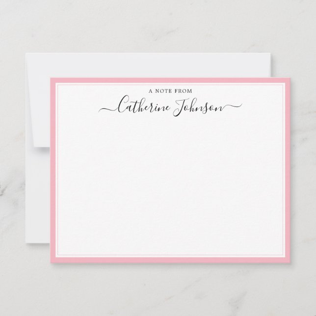 Elegante Script-Kalligrafie Ein Hinweis aus Rosa Mitteilungskarte (Vorderseite)