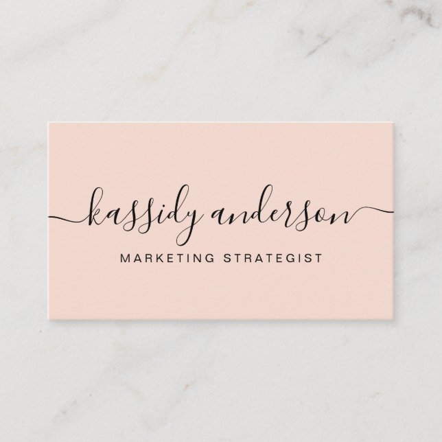 Elegante Script-Kalligrafie-Typografie-Logo-Blush Visitenkarte (Vorderseite)