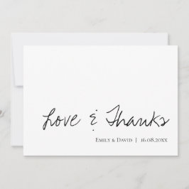 Elegante Script-Klasse Schwarz & Weiß Liebe & Dank Dankeskarte