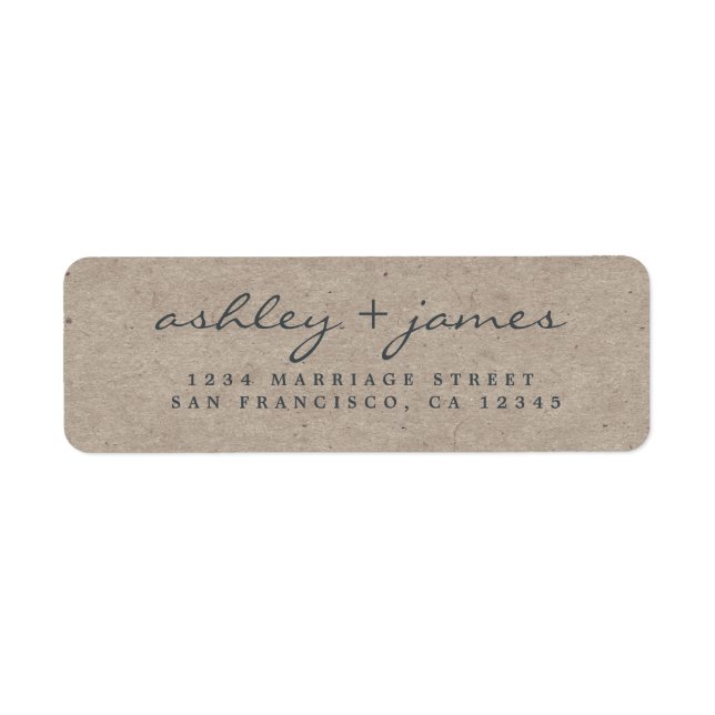 Elegante Script Kraft Paper Wedding Rücksendeadres (Vorne)