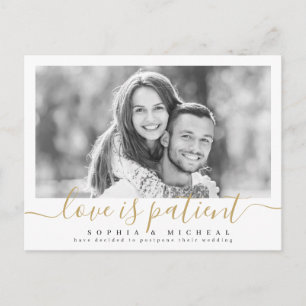 Elegante Script-Liebe ist der Aufschub von Fotos f Postkarte