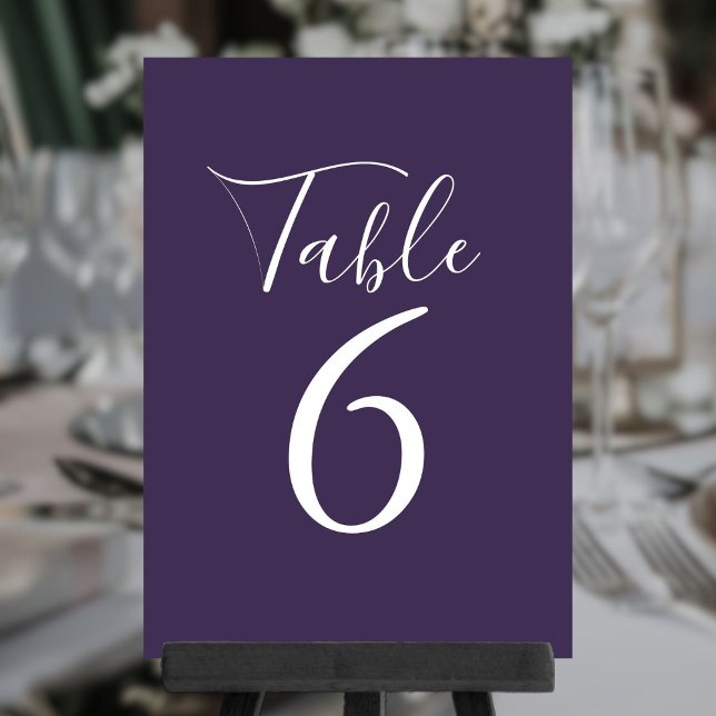 Elegante Script-Lila Tischnummern (Elegant Script Purple Table Numbers)