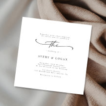 Elegante Script Minimalistisch Square Wedding