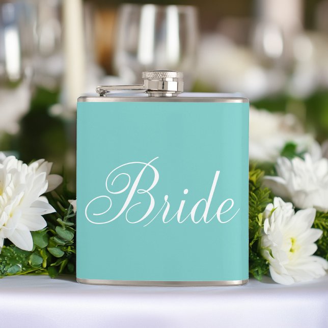 Elegante Script Mint Green Bride Flachmann (Von Creator hochgeladen)