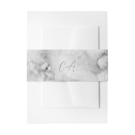 Elegante Script Monogram Black Marble Wedding Einladungsbanderole