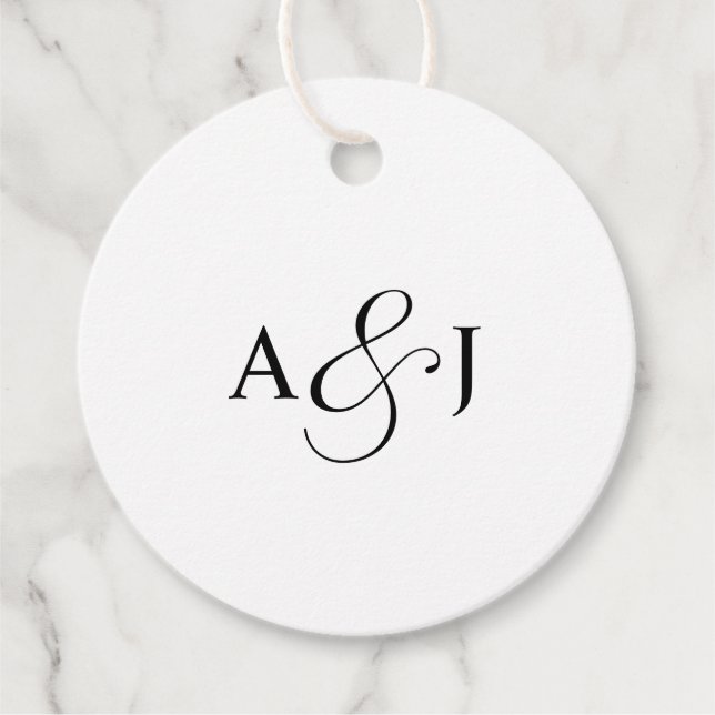 Elegante Script Monogram Formal White Wedding Geschenkanhänger (Vorderseite)