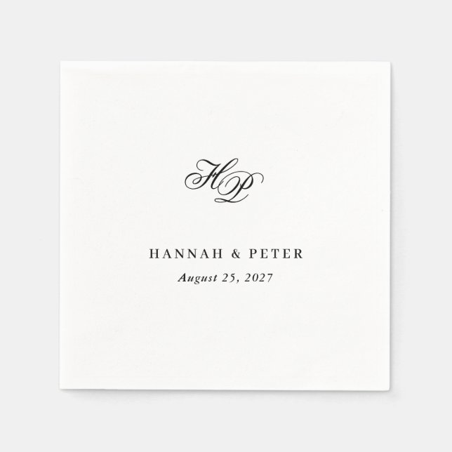 Elegante Script Monogram Initials Minimal Wedding Serviette (Vorderseite)