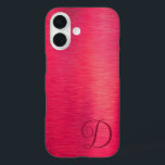 Elegante Script Monogram Magenta Metallic iPhone 16 Hülle<br><div class="desc">Mit Monogramm magenta rosa ombre Metallhandy Gehäuse mit Ihrer Wahl von Schriftart Stile und Farben (gezeigt mit einem eleganten Skript-Kalligraphie-Schriftart in dunklem Magenta). OPTIONEN: Das Beispiel wird im iPhone 14 Modell und Barely There Case Stil gezeigt - andere Telefonmodelle und Gehäusestil werden auf der Bestellseite angezeigt. HILFE: Für Hilfe bei...</div>
