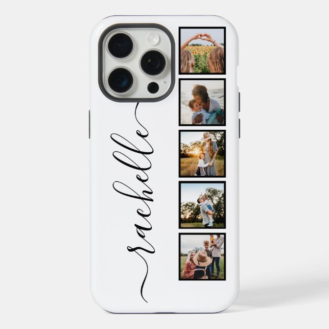 Elegante Script Monogram Personalisierte FotoColla iPhone 15 Pro Max Hülle (Rückseite)