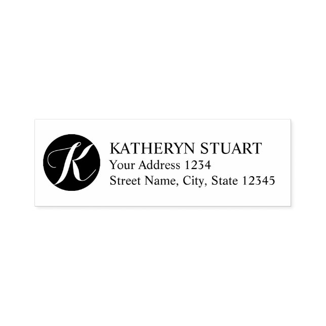 Elegante Script Monogram-Rücksendeadresse Permastempel (Design)