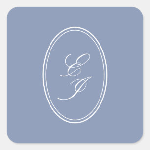 Elegante Script Monogram selbstklebende Hochzeit Quadratischer Aufkleber