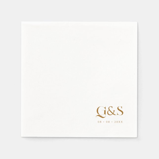 Elegante Script Monogram und Date Wedding Serviette (Vorderseite)