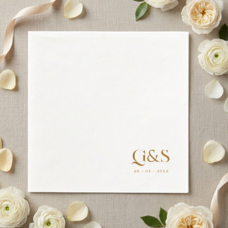 Elegante Script Monogram und Date Wedding Serviette