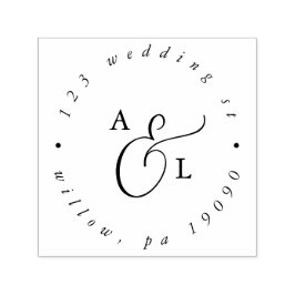 Elegante Script Monogram Wedding Circular Address Permastempel