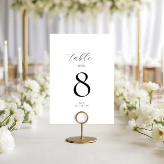 Elegante Script Monogram Wedding Tischnummer Card