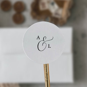 Elegante Script Monogram Wedding Umschlag Aufklebe Runder Aufkleber