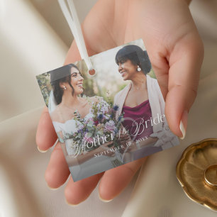 Elegante Script Mother of the Bride Foto Keepake Ornament Aus Glas