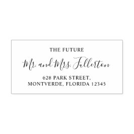 Elegante Script Mr. and Mrs. Wedding Rücksendeadre Permastempel